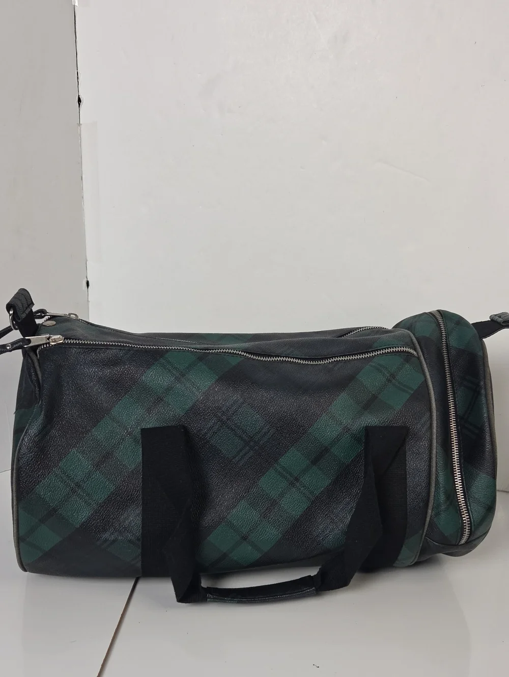 Fred Perry 'Black Watch Tartan' Barrel Duffel Bag with Shoulder Strap